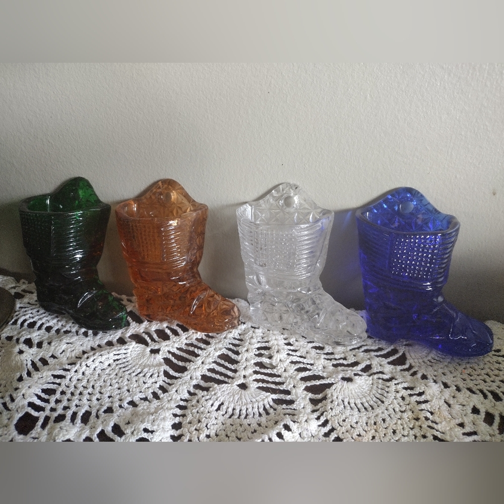 Antique depression glass wall pockets